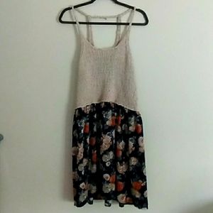 Easel SZ L Mix & Match Dress Wide Knit Crochet Bodice Drop Armholes